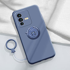 Custodia Silicone Ultra Sottile Morbida Cover con Magnetico Anello Supporto S01 per Vivo V23 Pro 5G Grigio Lavanda