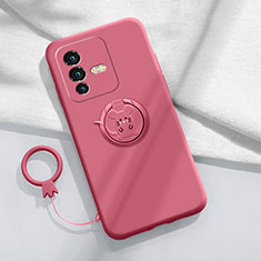 Custodia Silicone Ultra Sottile Morbida Cover con Magnetico Anello Supporto S01 per Vivo V23 Pro 5G Rosso