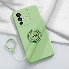 Custodia Silicone Ultra Sottile Morbida Cover con Magnetico Anello Supporto S01 per Vivo V25 Pro 5G Verde