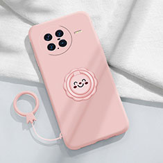 Custodia Silicone Ultra Sottile Morbida Cover con Magnetico Anello Supporto S01 per Vivo X Note Rosa