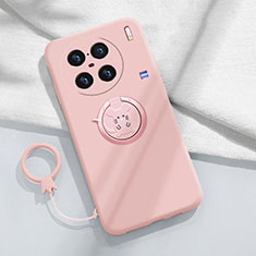 Custodia Silicone Ultra Sottile Morbida Cover con Magnetico Anello Supporto S01 per Vivo X90 5G Rosa