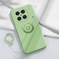 Custodia Silicone Ultra Sottile Morbida Cover con Magnetico Anello Supporto S01 per Vivo X90 5G Verde
