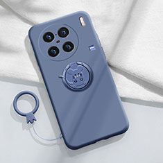 Custodia Silicone Ultra Sottile Morbida Cover con Magnetico Anello Supporto S01 per Vivo X90 Pro+ Plus 5G Grigio Lavanda