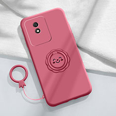 Custodia Silicone Ultra Sottile Morbida Cover con Magnetico Anello Supporto S01 per Vivo Y02 Rosa Caldo