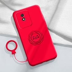 Custodia Silicone Ultra Sottile Morbida Cover con Magnetico Anello Supporto S01 per Vivo Y02A Rosso