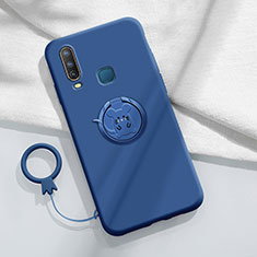 Custodia Silicone Ultra Sottile Morbida Cover con Magnetico Anello Supporto S01 per Vivo Y11 Blu