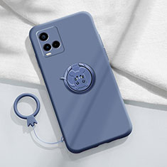 Custodia Silicone Ultra Sottile Morbida Cover con Magnetico Anello Supporto S01 per Vivo Y21 Grigio Lavanda