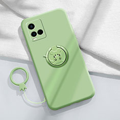 Custodia Silicone Ultra Sottile Morbida Cover con Magnetico Anello Supporto S01 per Vivo Y21 Verde