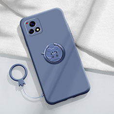 Custodia Silicone Ultra Sottile Morbida Cover con Magnetico Anello Supporto S01 per Vivo Y31s 5G Grigio Lavanda