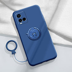 Custodia Silicone Ultra Sottile Morbida Cover con Magnetico Anello Supporto S01 per Vivo Y33s Blu