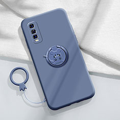 Custodia Silicone Ultra Sottile Morbida Cover con Magnetico Anello Supporto S01 per Vivo Y50t Grigio Lavanda