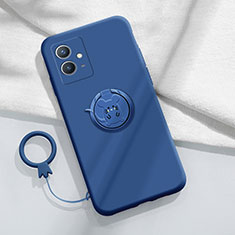 Custodia Silicone Ultra Sottile Morbida Cover con Magnetico Anello Supporto S01 per Vivo Y55 5G Blu