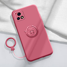 Custodia Silicone Ultra Sottile Morbida Cover con Magnetico Anello Supporto S01 per Vivo Y72 India Rosa