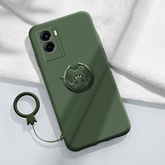 Custodia Silicone Ultra Sottile Morbida Cover con Magnetico Anello Supporto S01 per Vivo Y72t Verde Notte