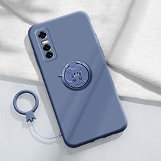 Custodia Silicone Ultra Sottile Morbida Cover con Magnetico Anello Supporto S01 per Vivo Y73s 5G Grigio Lavanda