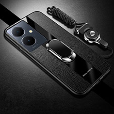 Custodia Silicone Ultra Sottile Morbida Cover con Magnetico Anello Supporto S01 per Vivo Y78 5G Nero