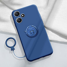 Custodia Silicone Ultra Sottile Morbida Cover con Magnetico Anello Supporto S01 per Xiaomi Poco M6 Pro 5G Blu