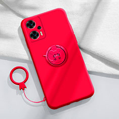 Custodia Silicone Ultra Sottile Morbida Cover con Magnetico Anello Supporto S01 per Xiaomi Redmi Note 12 Turbo 5G Rosso