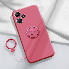 Custodia Silicone Ultra Sottile Morbida Cover con Magnetico Anello Supporto S01 per Xiaomi Redmi Note 12R 5G Rosa Caldo