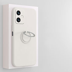 Custodia Silicone Ultra Sottile Morbida Cover con Magnetico Anello Supporto S01 per Xiaomi Redmi Note 12R Pro 5G Bianco