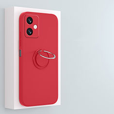 Custodia Silicone Ultra Sottile Morbida Cover con Magnetico Anello Supporto S01 per Xiaomi Redmi Note 12R Pro 5G Rosso