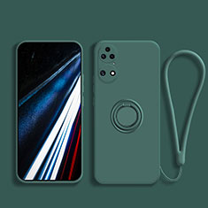 Custodia Silicone Ultra Sottile Morbida Cover con Magnetico Anello Supporto S02 per Huawei P50 Verde Notte