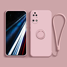 Custodia Silicone Ultra Sottile Morbida Cover con Magnetico Anello Supporto S02 per Huawei P50e Rosa