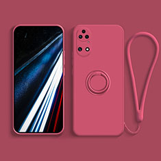 Custodia Silicone Ultra Sottile Morbida Cover con Magnetico Anello Supporto S02 per Huawei P50e Rosso