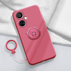 Custodia Silicone Ultra Sottile Morbida Cover con Magnetico Anello Supporto S02 per OnePlus Nord CE 3 Lite 5G Rosa Caldo