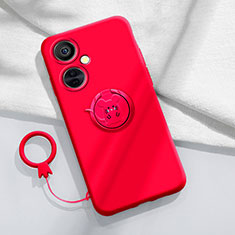 Custodia Silicone Ultra Sottile Morbida Cover con Magnetico Anello Supporto S02 per OnePlus Nord CE 3 Lite 5G Rosso