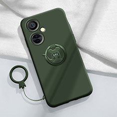 Custodia Silicone Ultra Sottile Morbida Cover con Magnetico Anello Supporto S02 per OnePlus Nord N30 5G Verde Notte