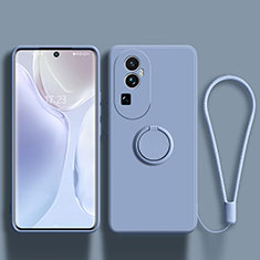 Custodia Silicone Ultra Sottile Morbida Cover con Magnetico Anello Supporto S02 per Oppo Reno10 Pro+ Plus 5G Grigio Lavanda