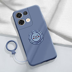 Custodia Silicone Ultra Sottile Morbida Cover con Magnetico Anello Supporto S02 per Oppo Reno8 Pro 5G Grigio Lavanda