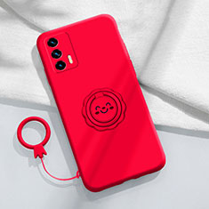 Custodia Silicone Ultra Sottile Morbida Cover con Magnetico Anello Supporto S02 per Realme GT Master 5G Rosso