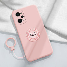 Custodia Silicone Ultra Sottile Morbida Cover con Magnetico Anello Supporto S02 per Realme GT Neo2 5G Rosa