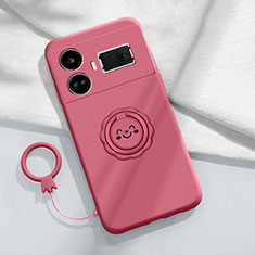 Custodia Silicone Ultra Sottile Morbida Cover con Magnetico Anello Supporto S02 per Realme GT Neo5 5G Rosa Caldo