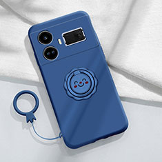 Custodia Silicone Ultra Sottile Morbida Cover con Magnetico Anello Supporto S02 per Realme GT Neo6 5G Blu