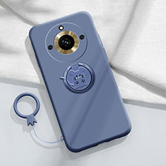 Custodia Silicone Ultra Sottile Morbida Cover con Magnetico Anello Supporto S02 per Realme Narzo 60 5G Grigio Lavanda