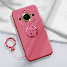 Custodia Silicone Ultra Sottile Morbida Cover con Magnetico Anello Supporto S02 per Realme Narzo 60 Pro 5G Rosa Caldo