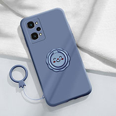 Custodia Silicone Ultra Sottile Morbida Cover con Magnetico Anello Supporto S02 per Realme Q5 Pro 5G Grigio Lavanda