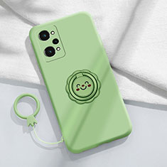 Custodia Silicone Ultra Sottile Morbida Cover con Magnetico Anello Supporto S02 per Realme Q5 Pro 5G Verde