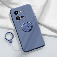 Custodia Silicone Ultra Sottile Morbida Cover con Magnetico Anello Supporto S02 per Vivo iQOO 10 Pro 5G Grigio Lavanda