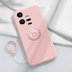 Custodia Silicone Ultra Sottile Morbida Cover con Magnetico Anello Supporto S02 per Vivo iQOO 11 5G Rosa