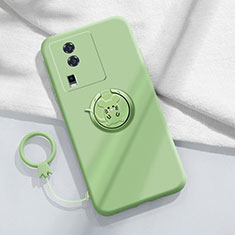 Custodia Silicone Ultra Sottile Morbida Cover con Magnetico Anello Supporto S02 per Vivo iQOO Neo7 SE Verde