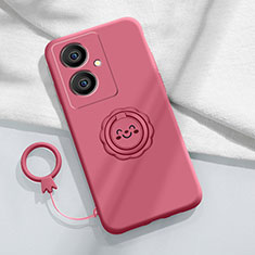 Custodia Silicone Ultra Sottile Morbida Cover con Magnetico Anello Supporto S02 per Vivo V29 Lite 5G Rosa Caldo