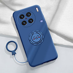 Custodia Silicone Ultra Sottile Morbida Cover con Magnetico Anello Supporto S02 per Vivo X90 5G Blu