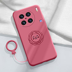 Custodia Silicone Ultra Sottile Morbida Cover con Magnetico Anello Supporto S02 per Vivo X90 5G Rosa Caldo