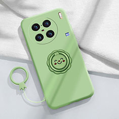 Custodia Silicone Ultra Sottile Morbida Cover con Magnetico Anello Supporto S02 per Vivo X90 Pro+ Plus 5G Verde