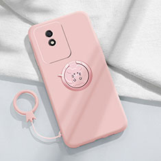 Custodia Silicone Ultra Sottile Morbida Cover con Magnetico Anello Supporto S02 per Vivo Y02 Rosa