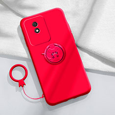 Custodia Silicone Ultra Sottile Morbida Cover con Magnetico Anello Supporto S02 per Vivo Y02 Rosso